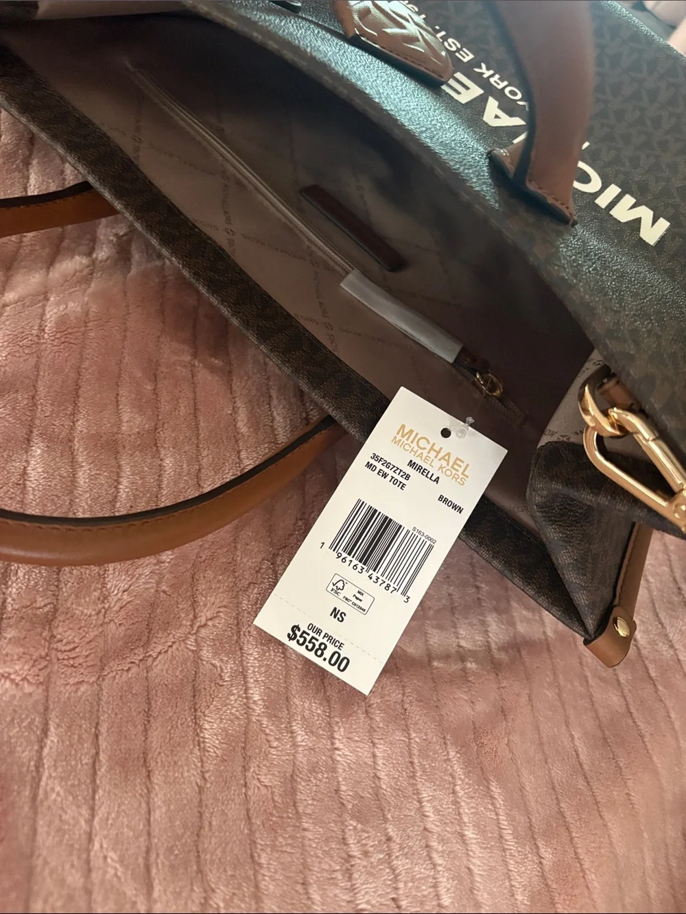 Michael Kors Brown Signature Logo Tote with Adjustable Strap - Picture 2 of 3
